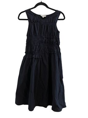 NEUL Minimalist Navy Sleeveless Ruffle Tiered Dress
